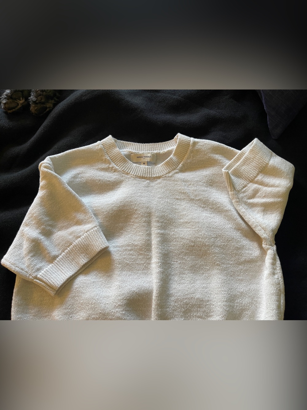 Banana Republic Cream Crewneck Short-Sleeve Knit